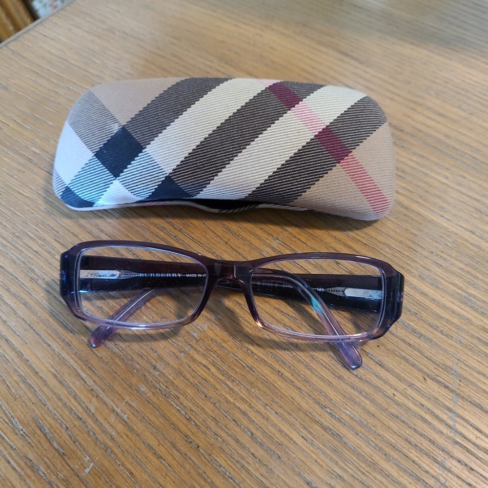 Burberry purple glasses with case